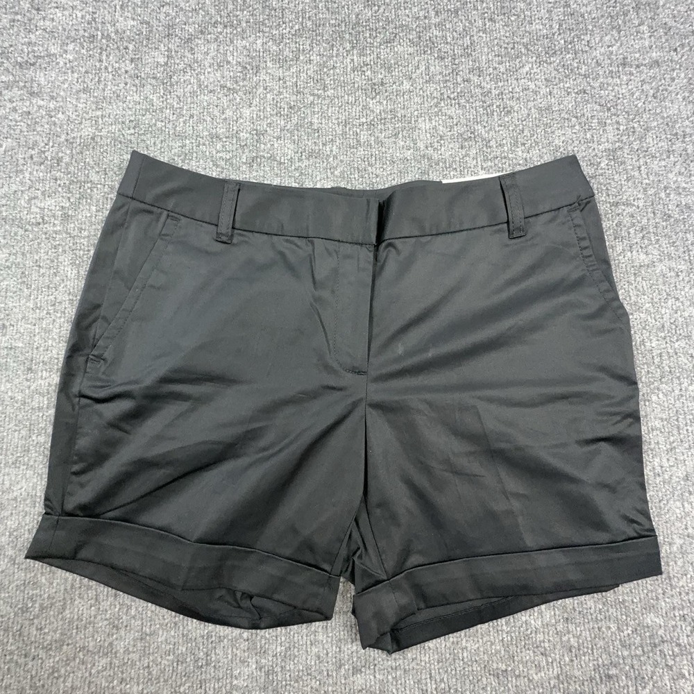 Liz Claiborne Shorts Womens 10 Black Twill Chino Sloane Cuffed 5 Inseam Stretch